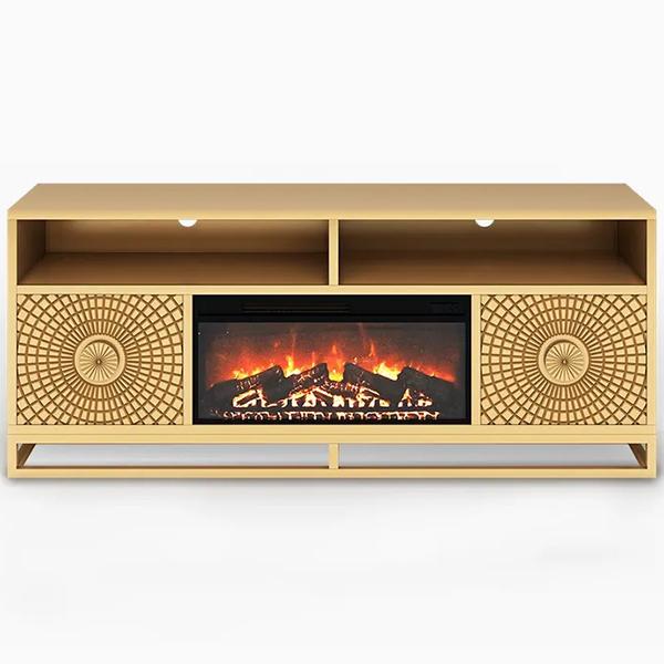 Cathy Console Fireplace - Gold