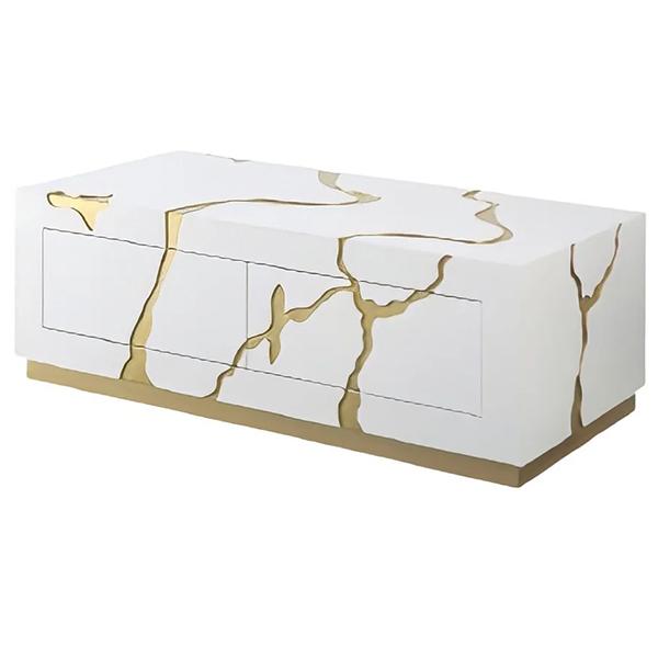 Abigail Coffee Table with Drawers - Gold