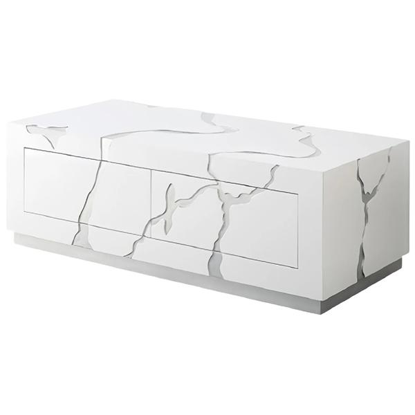 Abigail Coffee Table with Drawers - Silver