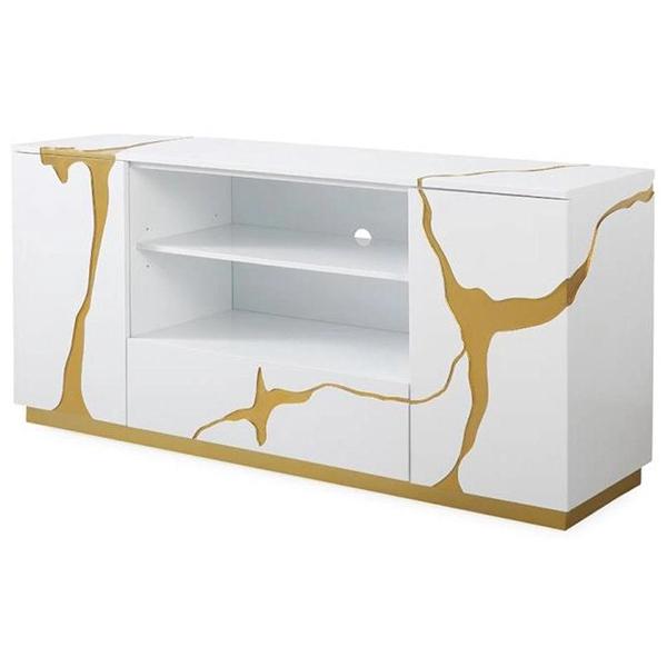 Abigail TV Stand with Drawer - Gold