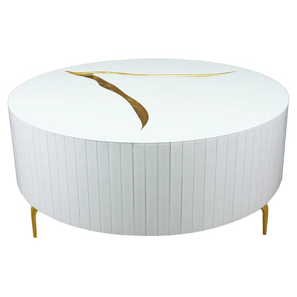 Abigail Round Coffee Table with SS Feet - White