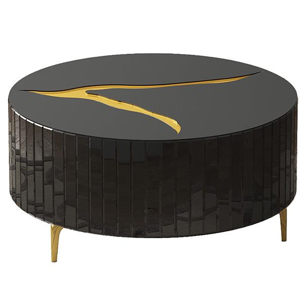 Abigail Round Coffee Table with SS Feet - Black