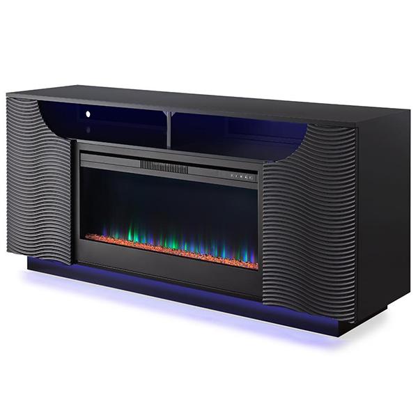 Natalia Media Console Fireplace - Black