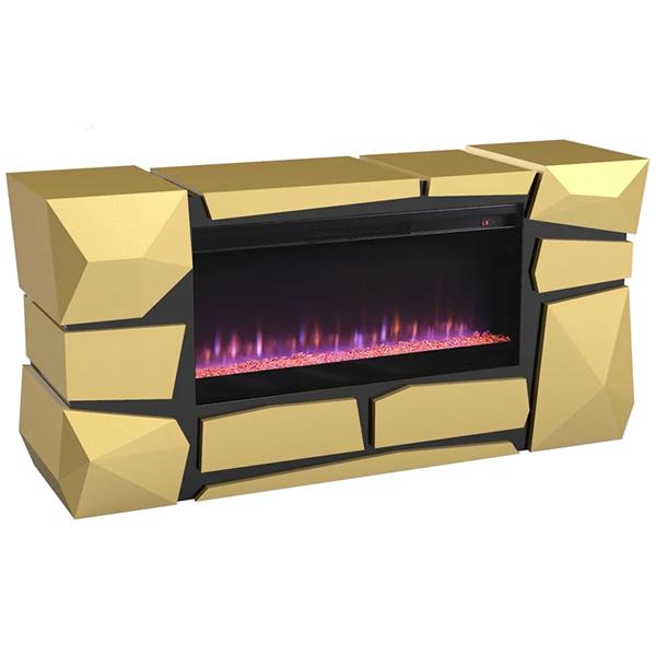 Andres Console Fireplace - Gold