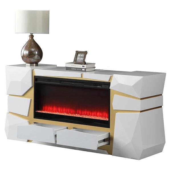 Andres Console Fireplace - White