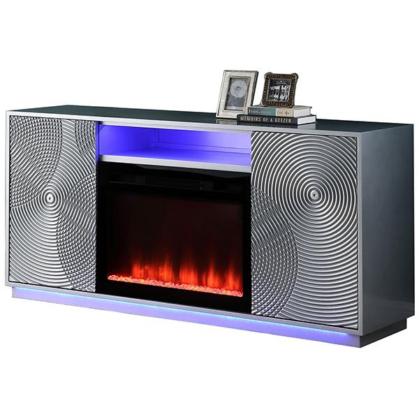 Rodriguez Console Fireplace - Gray