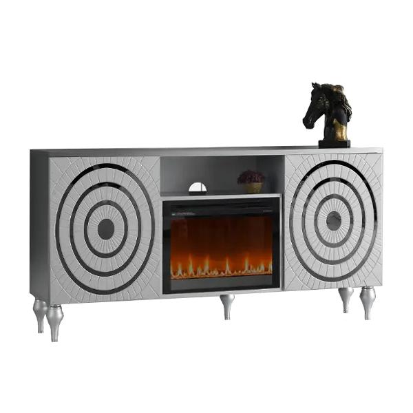 Angelo Silver Fireplace with feet - Chrome