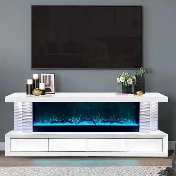 Filippo TV Stand Fireplace - White