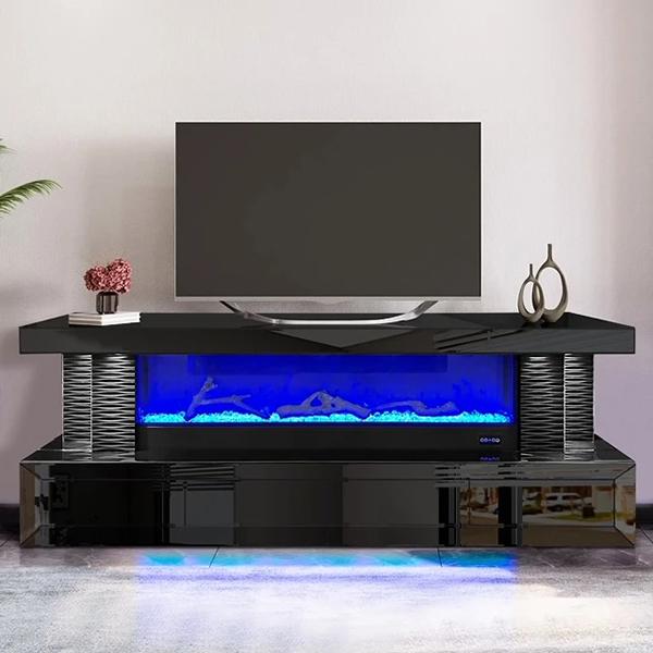 Filippo TV Stand Fireplace - Black