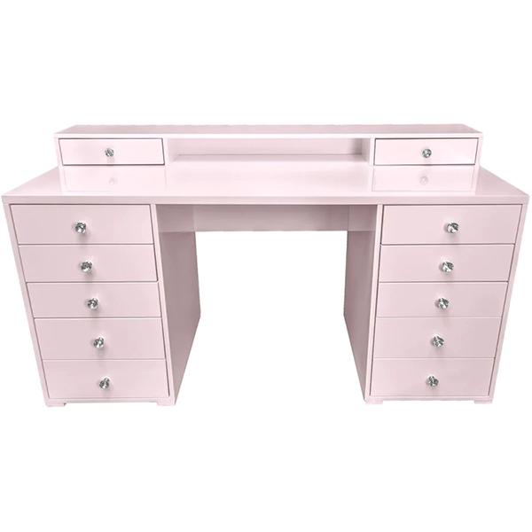 Munoz Pink 12 Drawer Makeup Vanity