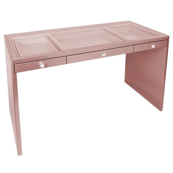 Munoz Pink 3 Drawer Makeup Vanity