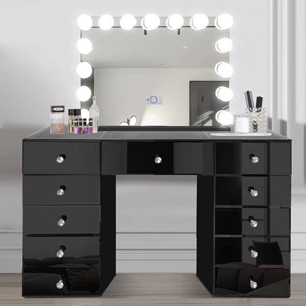 Ramirez Black 11 Drawer Makeup Vanity