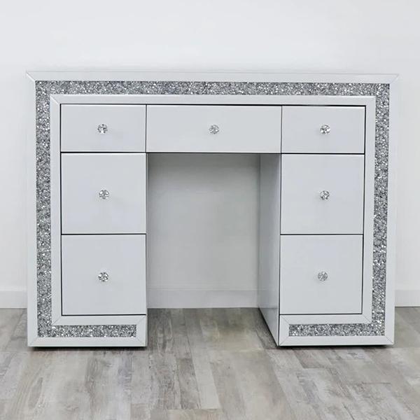 Raquel White 7 Drawer Mirrored Vanity