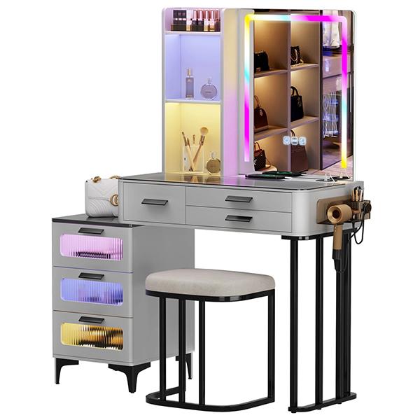 Olympia Pro Gray Makeup Vanity Station