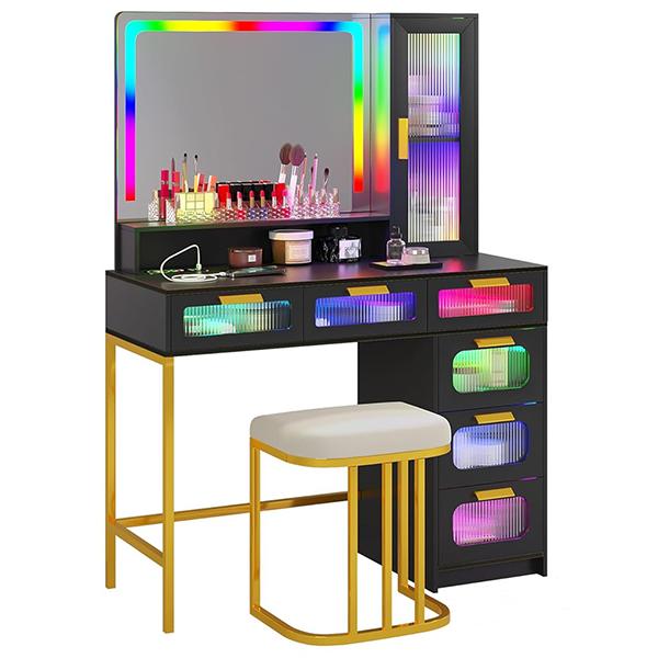 Nicosia Black Makeup Vanity Station