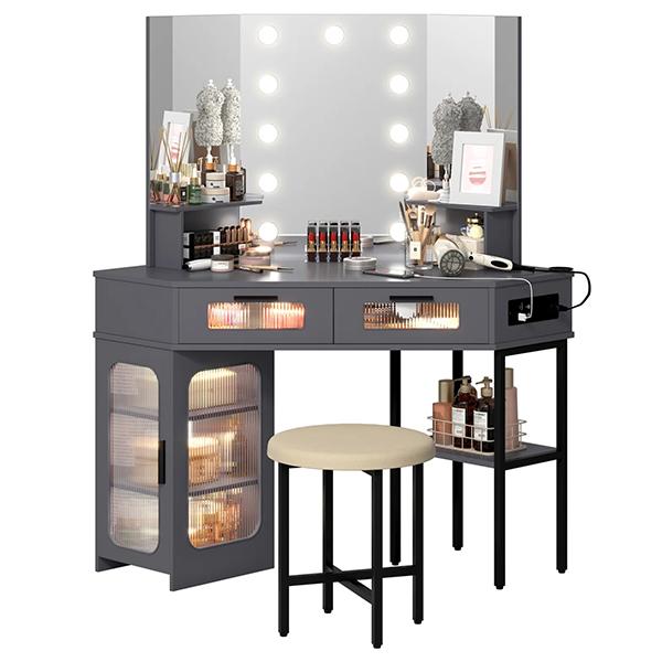 Palmas Gray Makeup Vanity Station