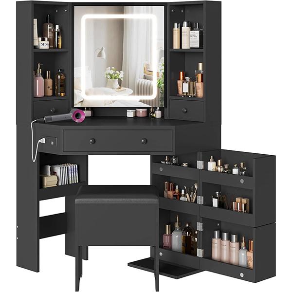 Santiago Black Makeup Vanity Station